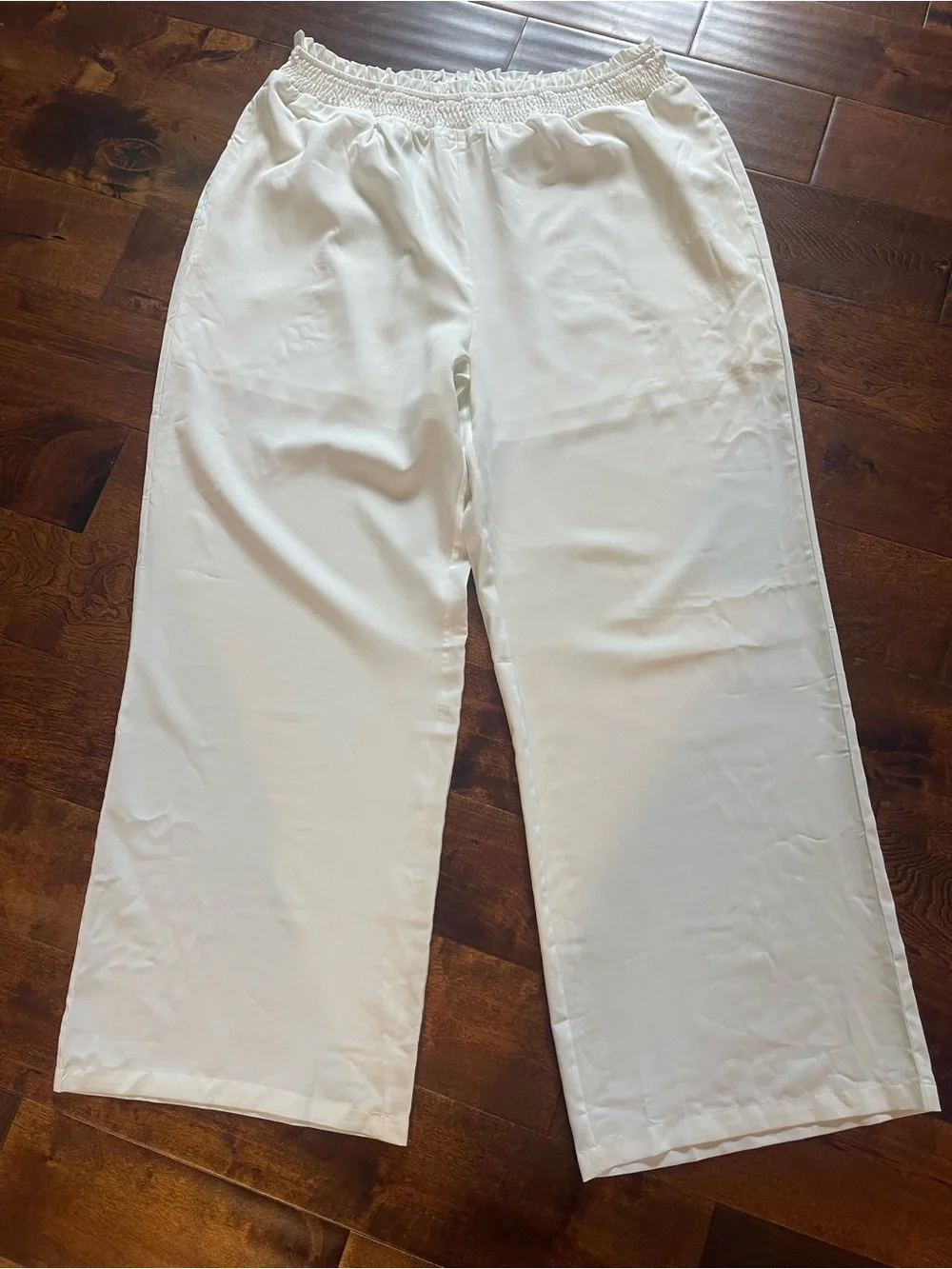 White Wide Leg Elastic Waist Pants Size 2XL      XXL